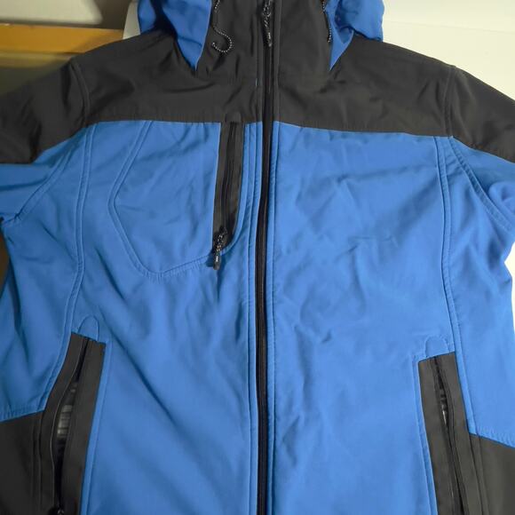 Elevate Men's Large Blue & Black Jacket with Hood Fleece Type Lining Zippered - Picture 12 of 16